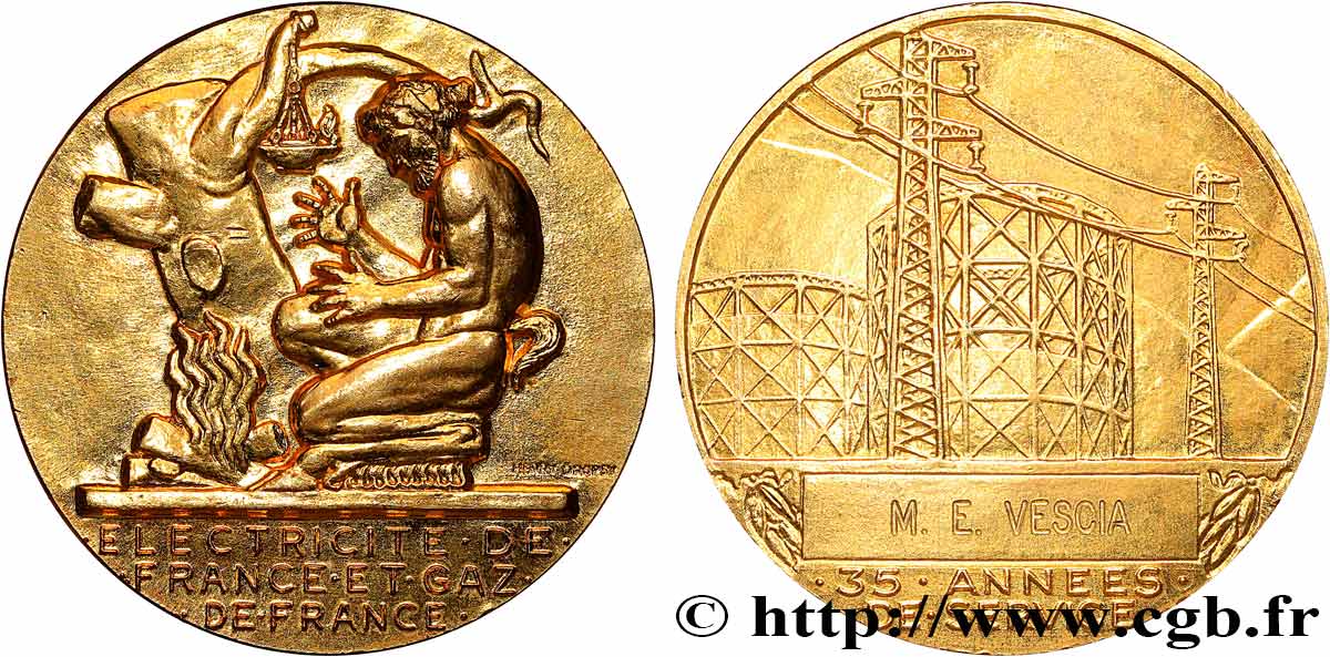 COMPANIES, INDUSTRIES AND MISCELLANEOUS TRADES Médaille de mérite EDF / GDF, 35 années de service AU