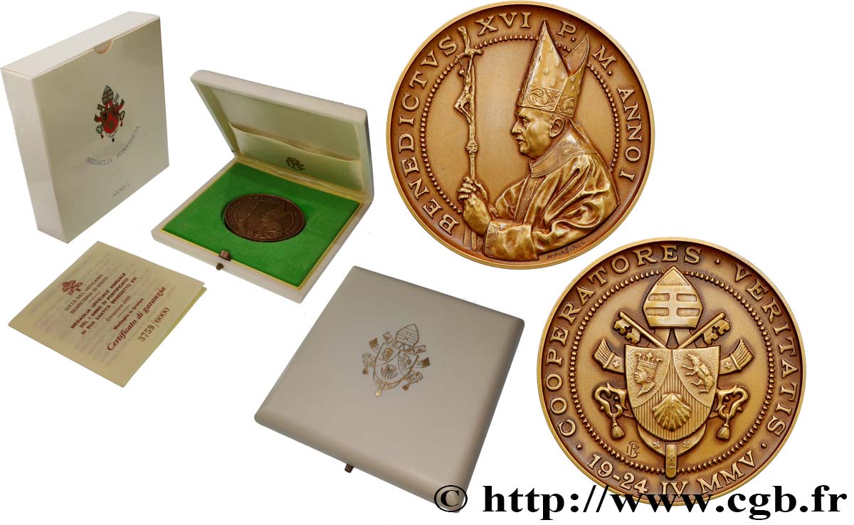 VATICAN AND PAPAL STATES Médaille, Première année de pontificat du pape Benoît XVI MS