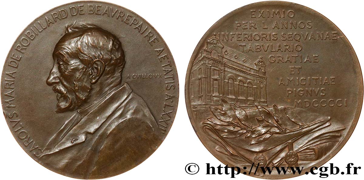 III REPUBLIC Médaille, Charles de Robillard de Beaurepaire AU