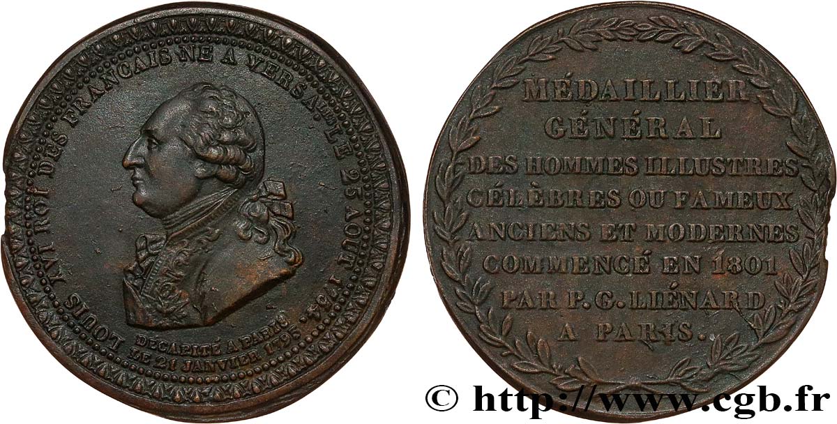 MÉDAILLIER GÉNÉRAL DES HOMMES ILLUSTRES, CÉLÈBRES OU FAMEUX, ANCIENS ET MODERNES Médaille, Louis XVI SS