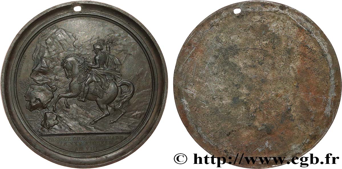 CONSULAT Médaille, Passage du Grand St-Bernard, tirage uniface AU