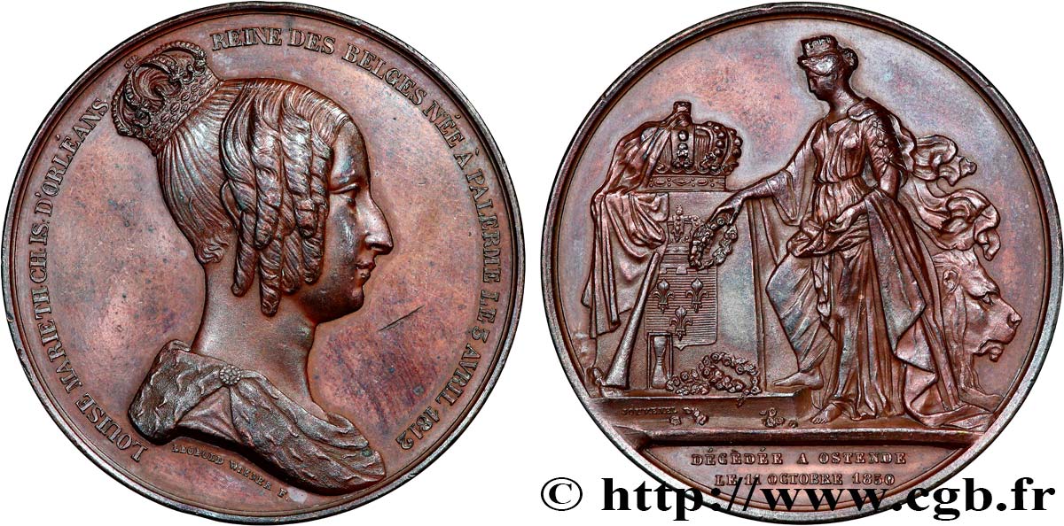 BELGIQUE - ROYAUME DE BELGIQUE - LÉOPOLD Ier Médaille, Décès de la reine BB