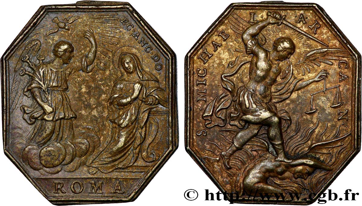 RELIGIOUS MEDALS Médaille, L’Annonciation et Saint-Michel AU