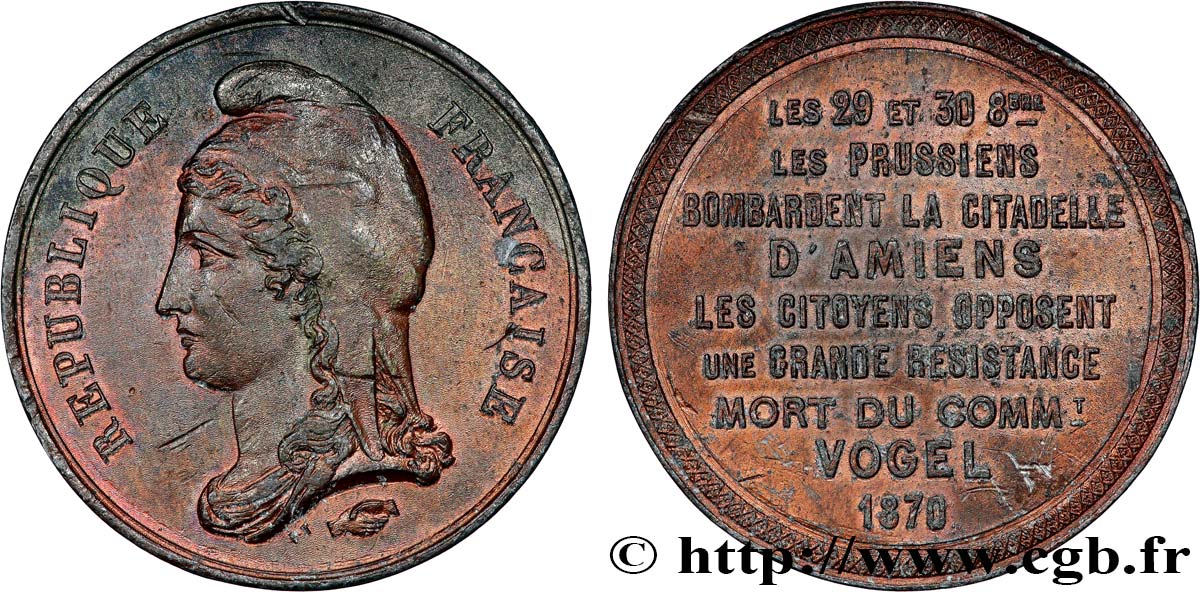 GUERRE DE 1870-1871 Médaille, Bombardement de la citadelle d’Amiens MBC