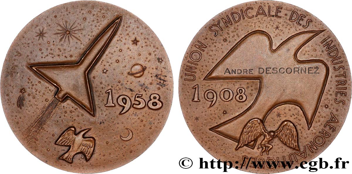 CONQUEST SPACE - SPACE EXPLORATION Médaille, Union syndicale des industries aéronautiques AU