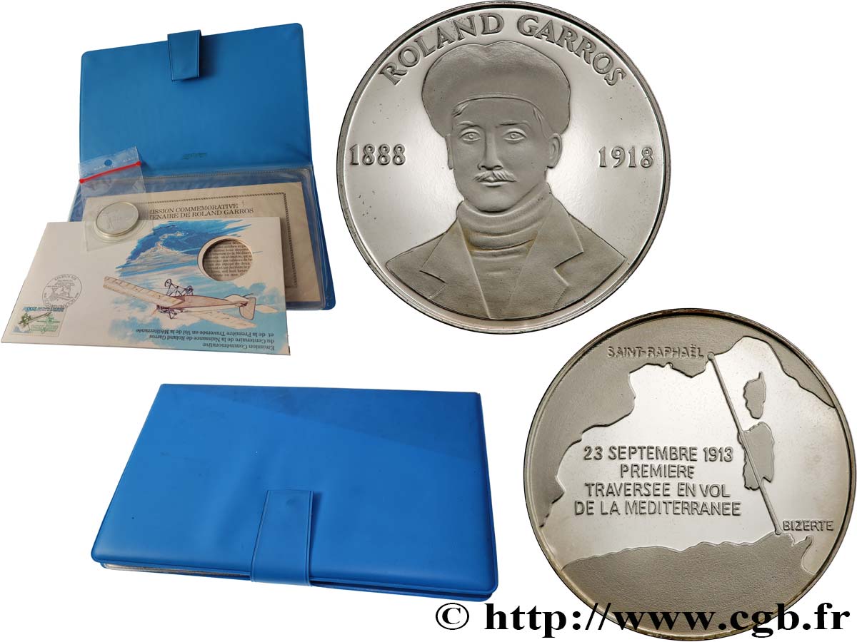 CINQUIÈME RÉPUBLIQUE Enveloppe “Timbre médaille”, Centenaire de Roland Garros SPL