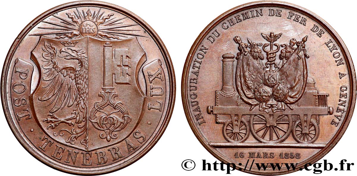 SUISSE Médaille, Inauguration du chemin de fer de Lyon à Genève SPL