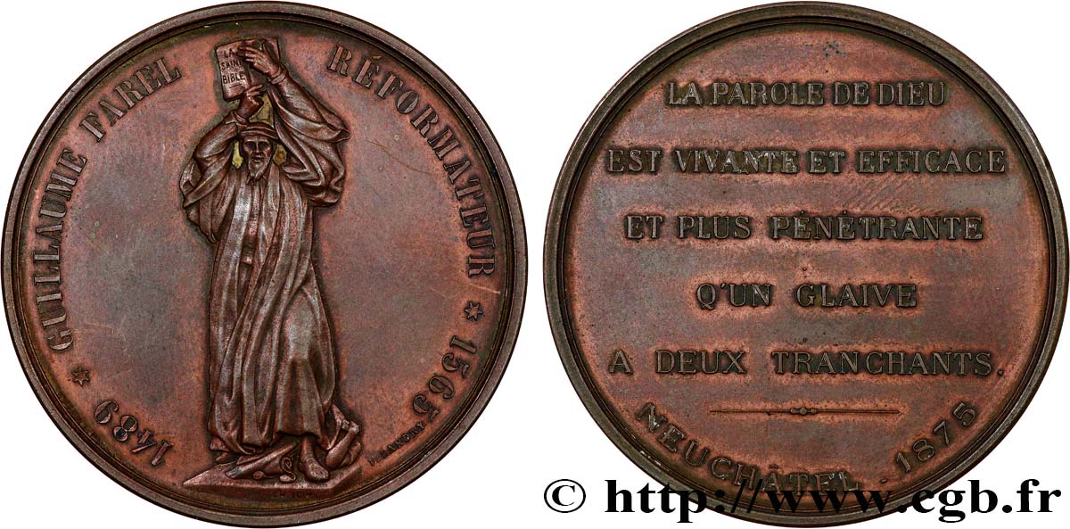 SWITZERLAND - CANTON OF NEUCHATEL Médaille, Guillaume Farel AU