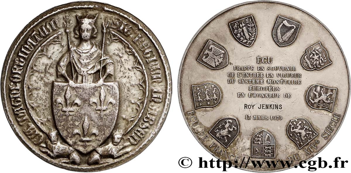 V REPUBLIC Médaille, Souvenir de l’entrée en vigueur du système monétaire européen XF