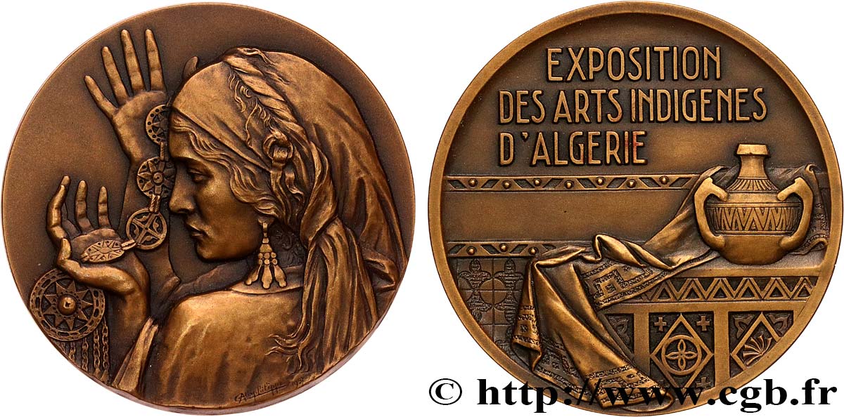 ALGÉRIE - TROISIÈME RÉPUBLIQUE Médaille, Exposition des arts indigènes d’Algérie AU