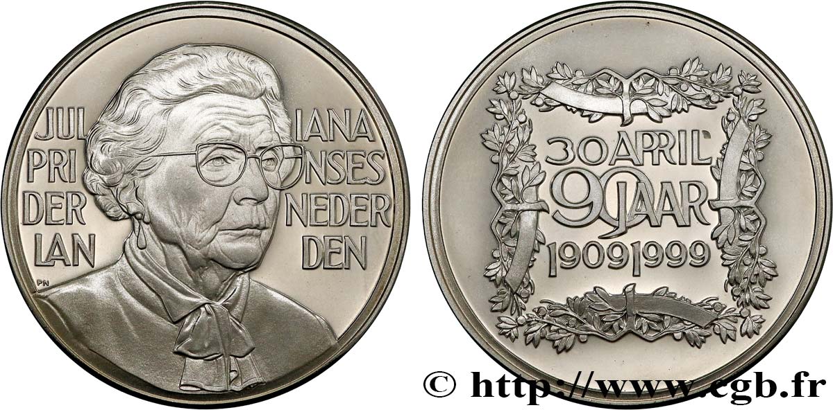 PAYS-BAS Médaille, Juliana der Nederlanden, 90e anniversaire SUP