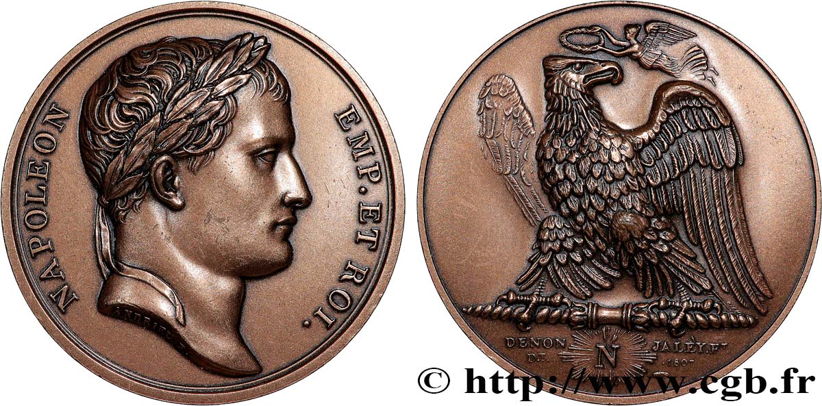 PRIMER IMPERIO Médaille, Napoléon Empereur et Roi, refrappe EBC