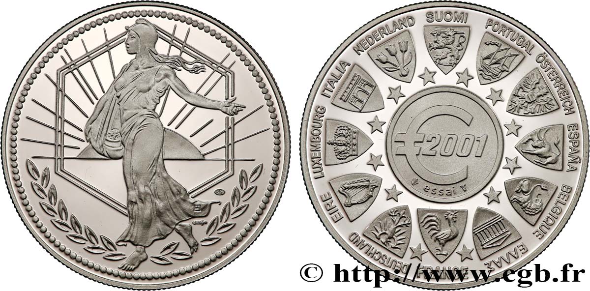 CINQUIÈME RÉPUBLIQUE Médaille, Essai Euro BE