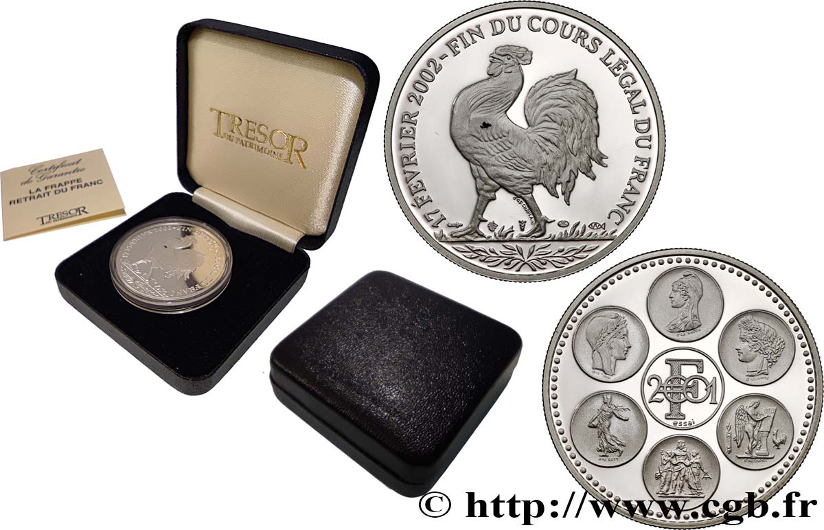 CINQUIÈME RÉPUBLIQUE Médaille, Essai, Fin du cours légal du Franc BE