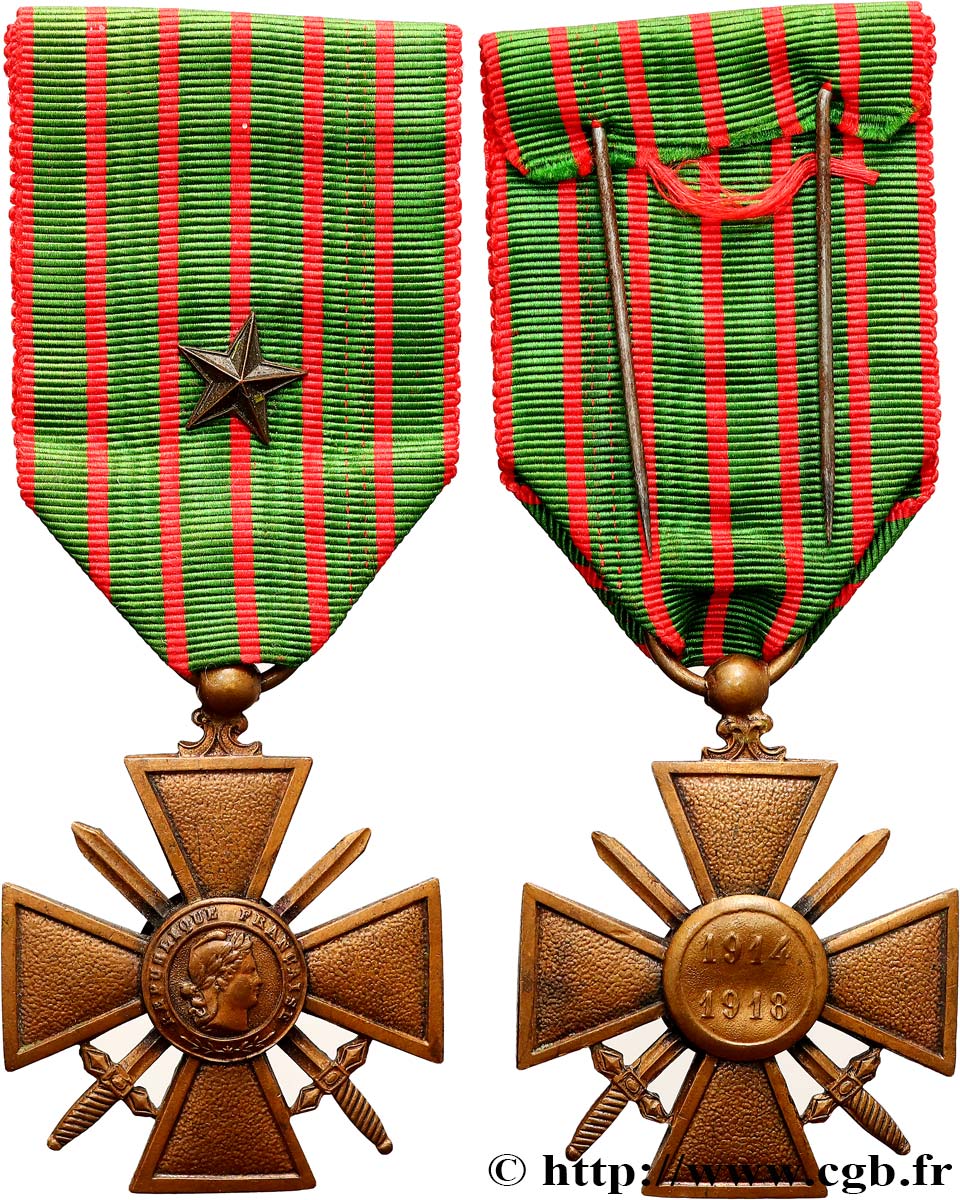TROISIÈME RÉPUBLIQUE Croix de guerre, 1914-1918 TTB+