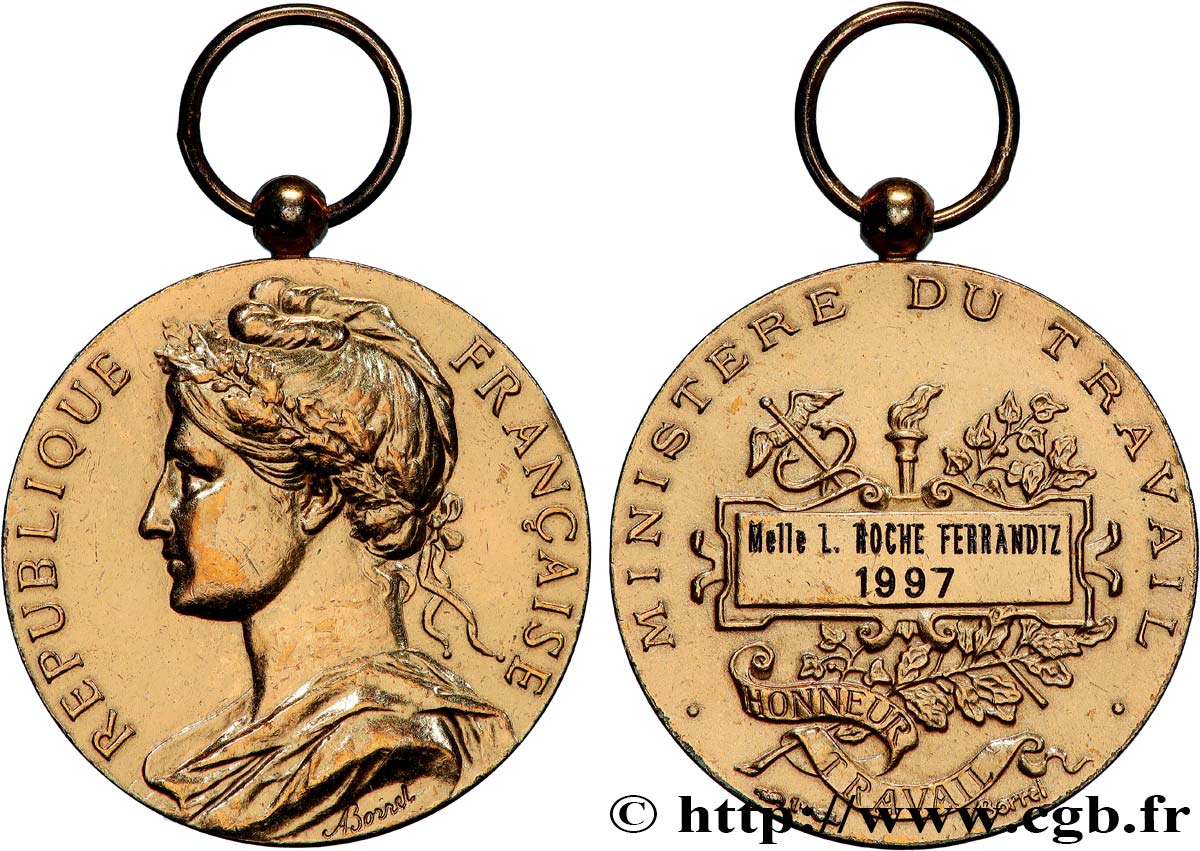 CINQUIÈME RÉPUBLIQUE Médaille d’honneur du Travail, Ministère du Travail TTB
