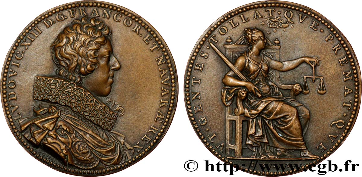 LOUIS XIII Médaille, Louis XIII, Élévation des nations, frappe moderne AU