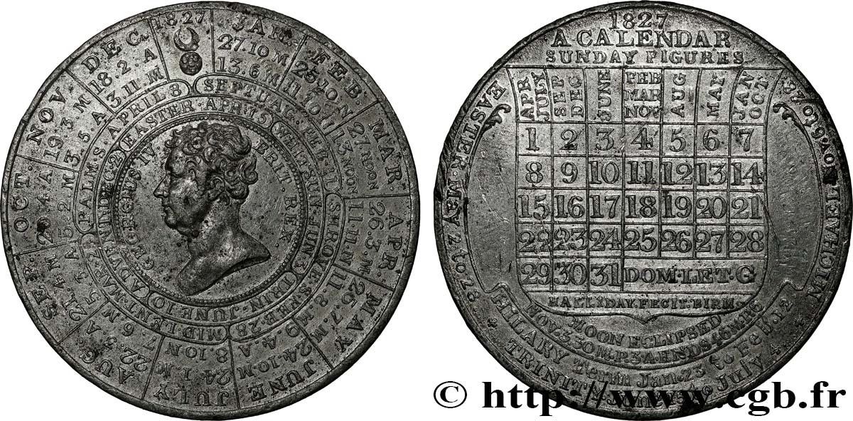 GREAT BRITAIN - GEORGE IV Médaille, Almanach XF