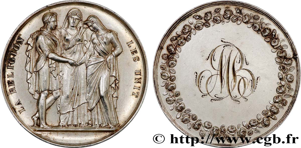 AMOUR ET MARIAGE Médaille de mariage, La Religion les unit TTB+