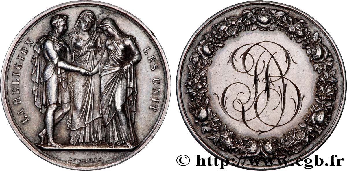 AMOUR ET MARIAGE Médaille de mariage, La Religion les unit TTB+