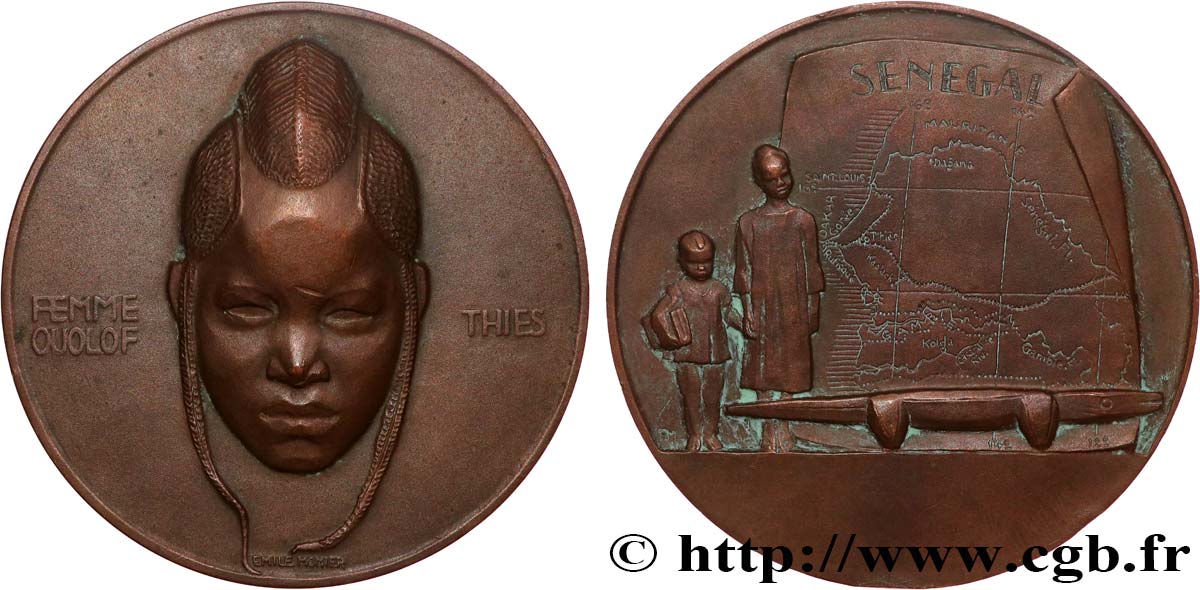 III REPUBLIC Médaille, Femme Ouolof AU/XF