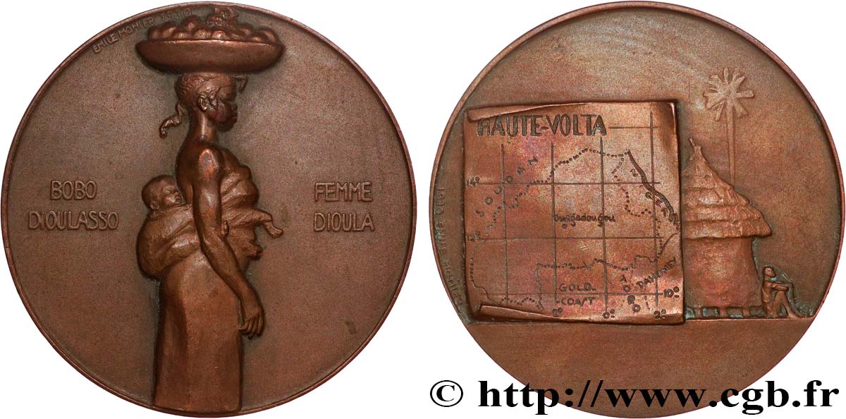 III REPUBLIC Médaille, Bobo Dioulasso, femme Dioula AU