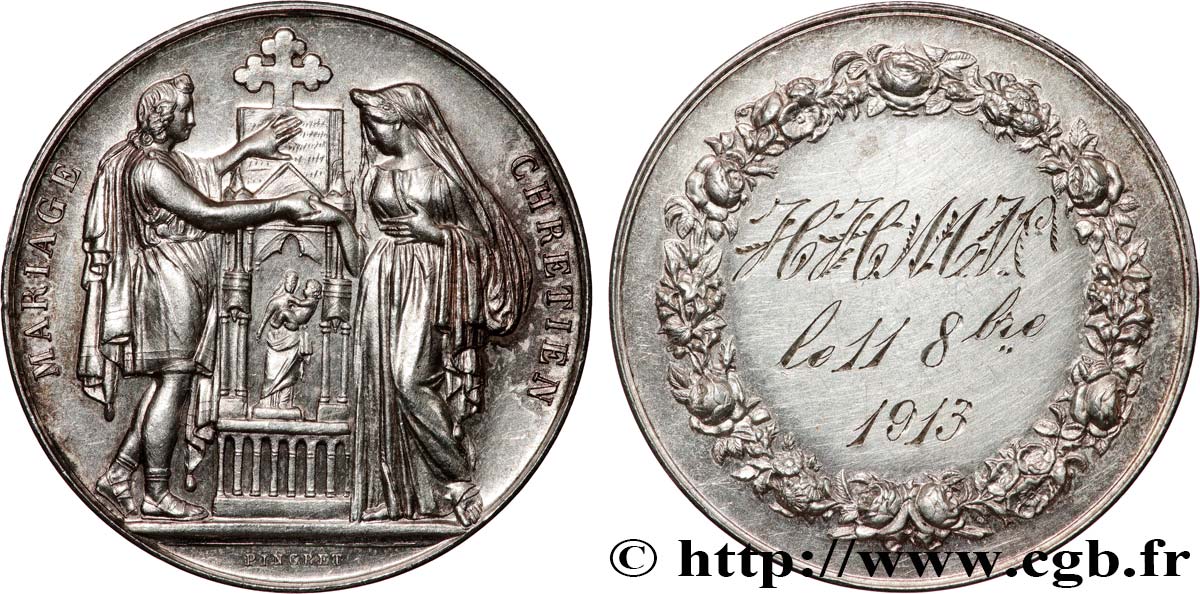 AMOUR ET MARIAGE Médaille, Mariage chrétien TTB+