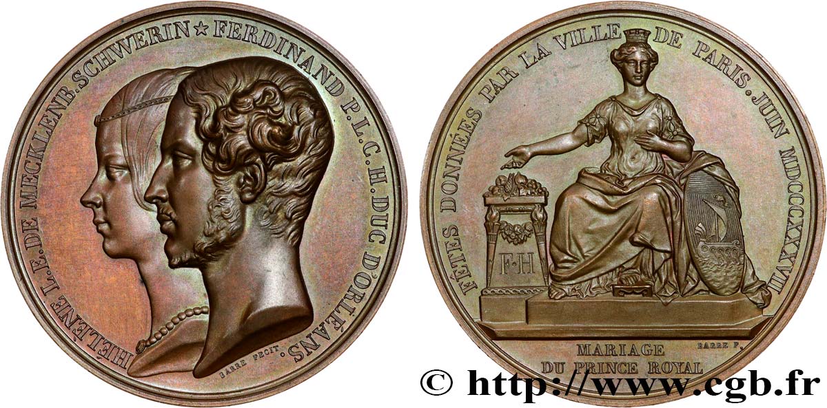 LOUIS-PHILIPPE Ier Médaille, Mariage du duc d’Orléans à Fontainebleau SPL