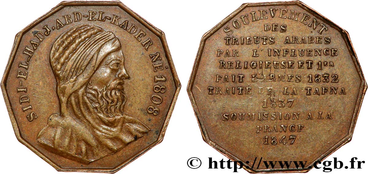 ALGÉRIE - LOUIS PHILIPPE Médaille, Abdelkader ibn Muhieddine MBC+
