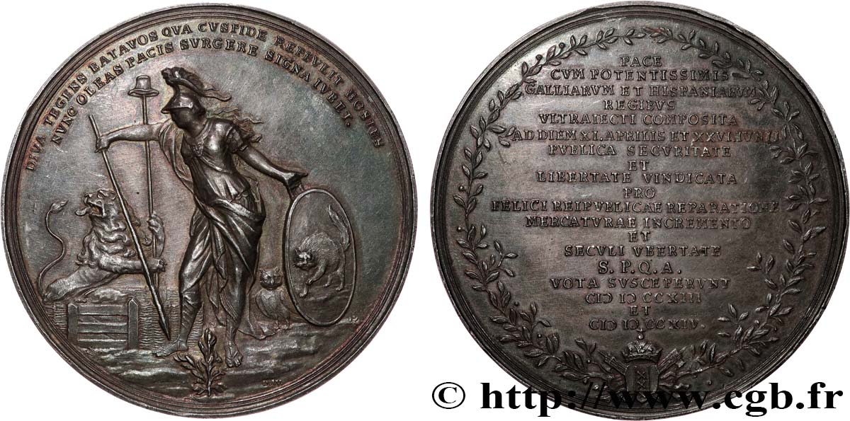 AUSTRIAN NETHERLANDS - CHARLES ALEXANDER OF LORRAINE Médaille, Commémoration de la Paix d’Utrecht AU