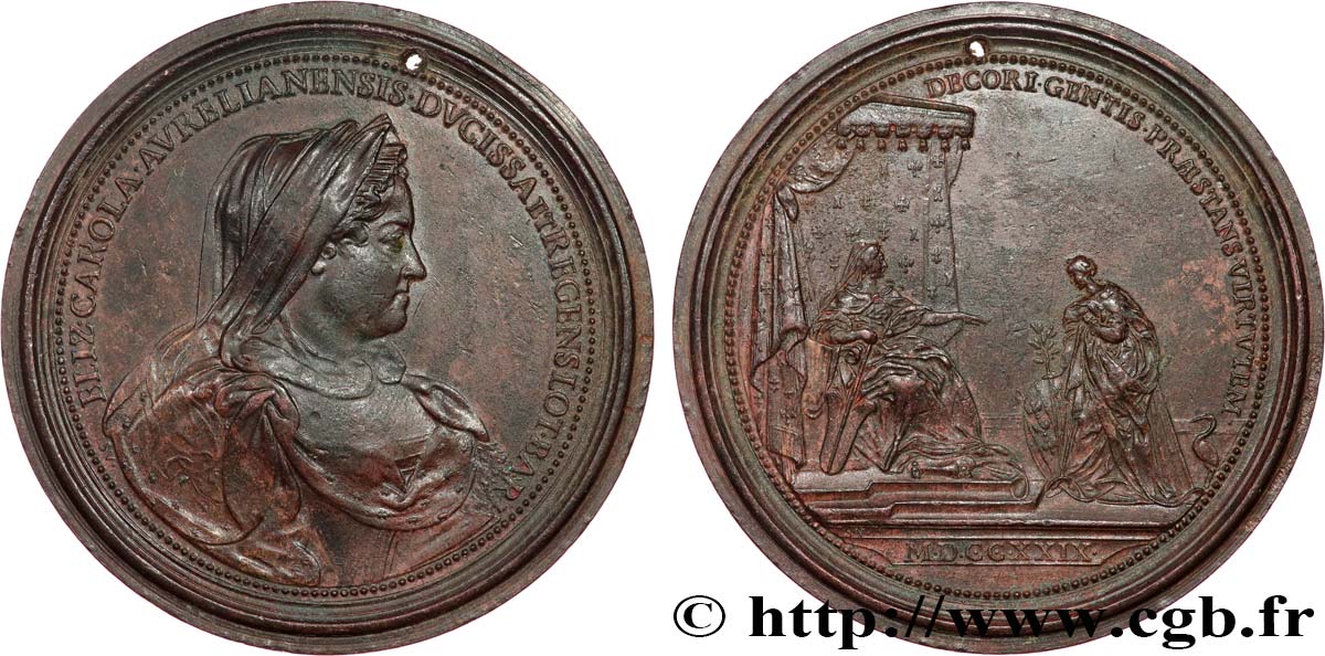 LORRAINE Médaille, Accession à la régence d’Élisabeth Charlotte d Orléans TTB