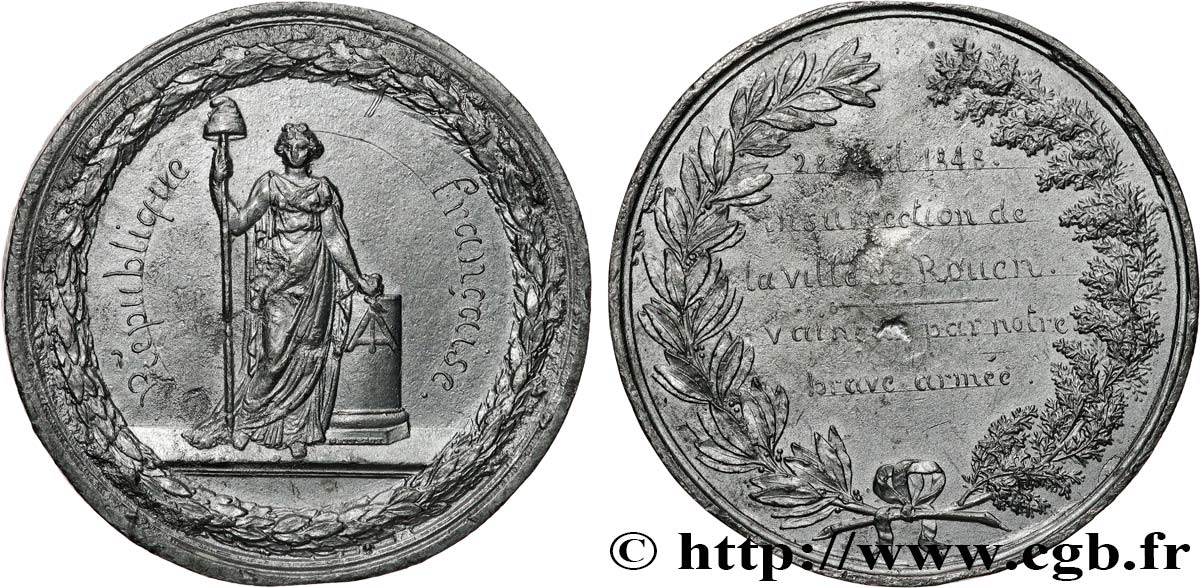 SECOND REPUBLIC Médaille, Insurrection de Rouen XF