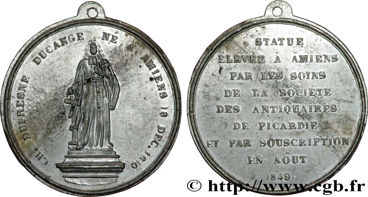 SECOND REPUBLIC Médaille, Hommage à Charles Dufresne Ducange XF