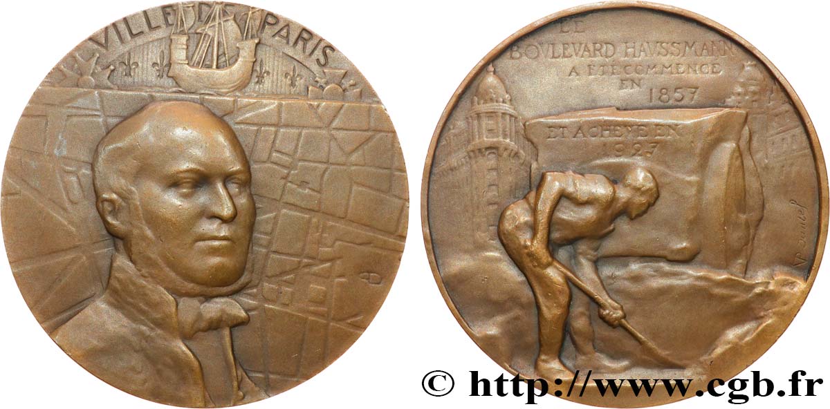III REPUBLIC Médaille, Achèvement des travaux du Boulevard Haussmann AU