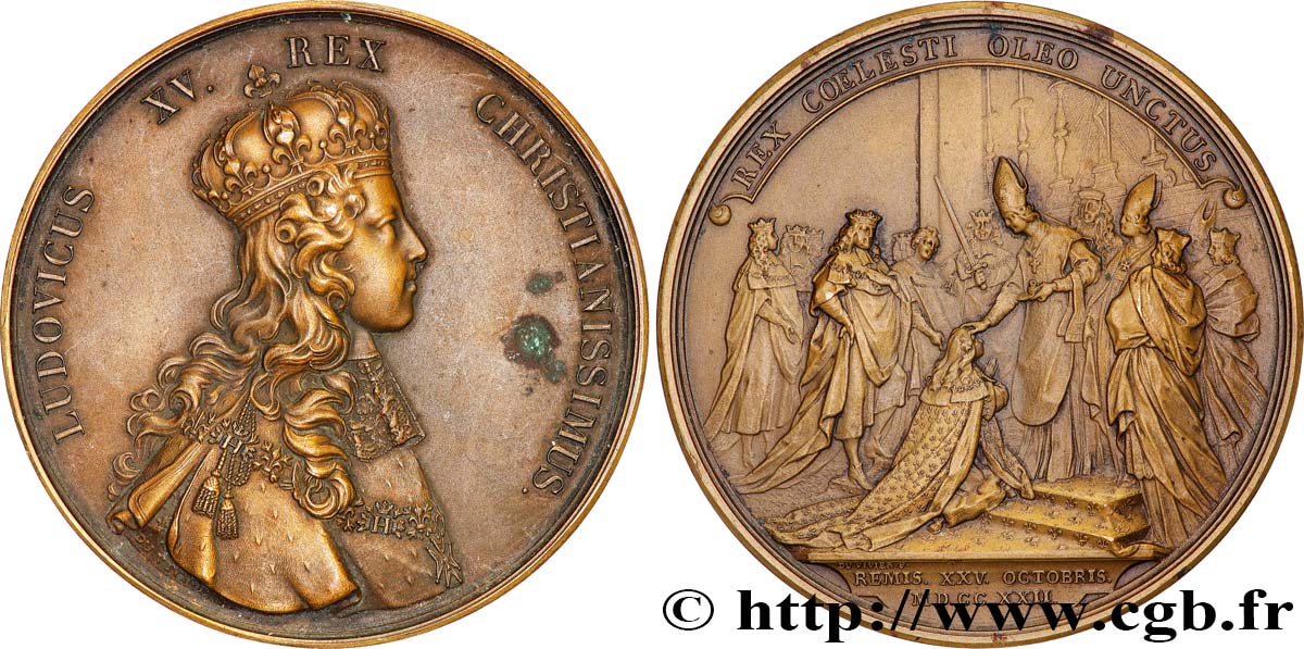 LOUIS XV DIT LE BIEN AIMÉ Médaille, Sacre de Louis XV, refrappe AU