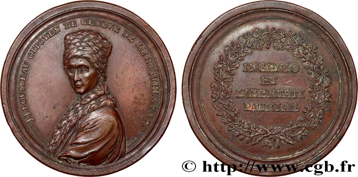 SUISSE Médaille, Jean-Jacques Rousseau XF