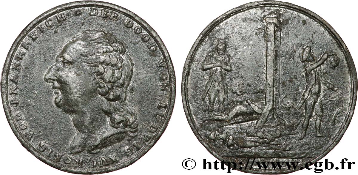 LOUIS XVI Médaille, dénonçant la mort du roi le 21 janvier 1793 fSS
