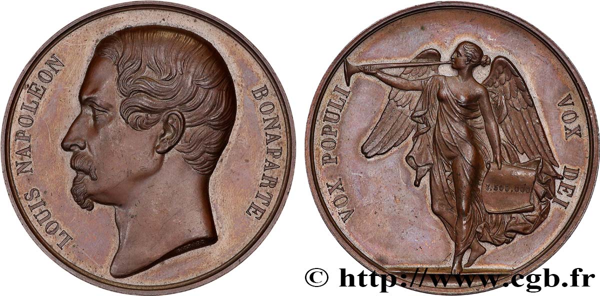 DEUXIÈME RÉPUBLIQUE Médaille pour le plébiscite en faveur du président Louis Napoléon SPL