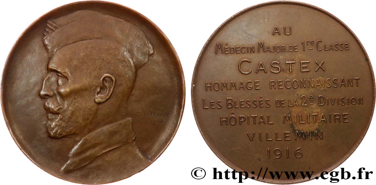 III REPUBLIC Médaille, Hommage au médecin major Castex AU