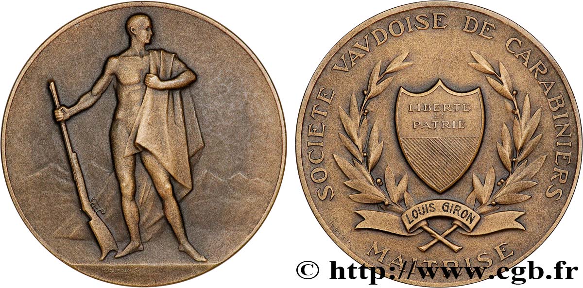 SUISSE - CANTON DE VAUD Médaille, Société vaudoise de carabiniers AU