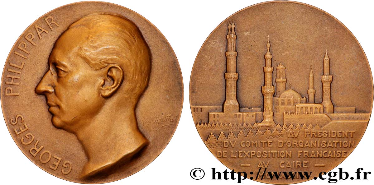 III REPUBLIC Médaille, Georges Philippar, Exposition française au Caire AU
