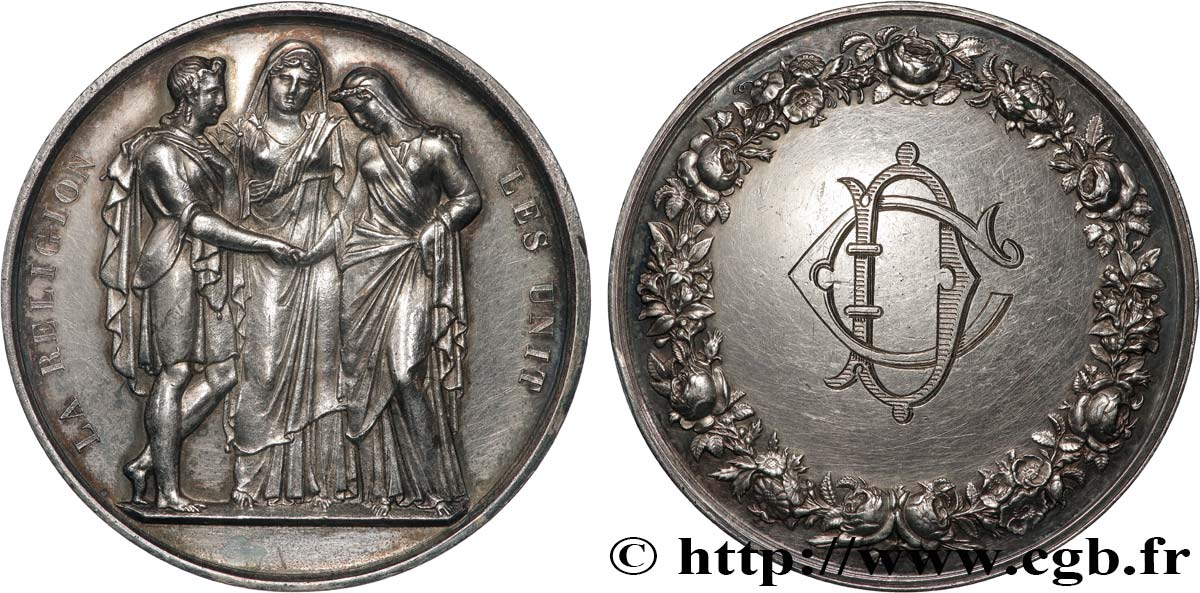 AMOUR ET MARIAGE Médaille de mariage, La Religion les unit AU