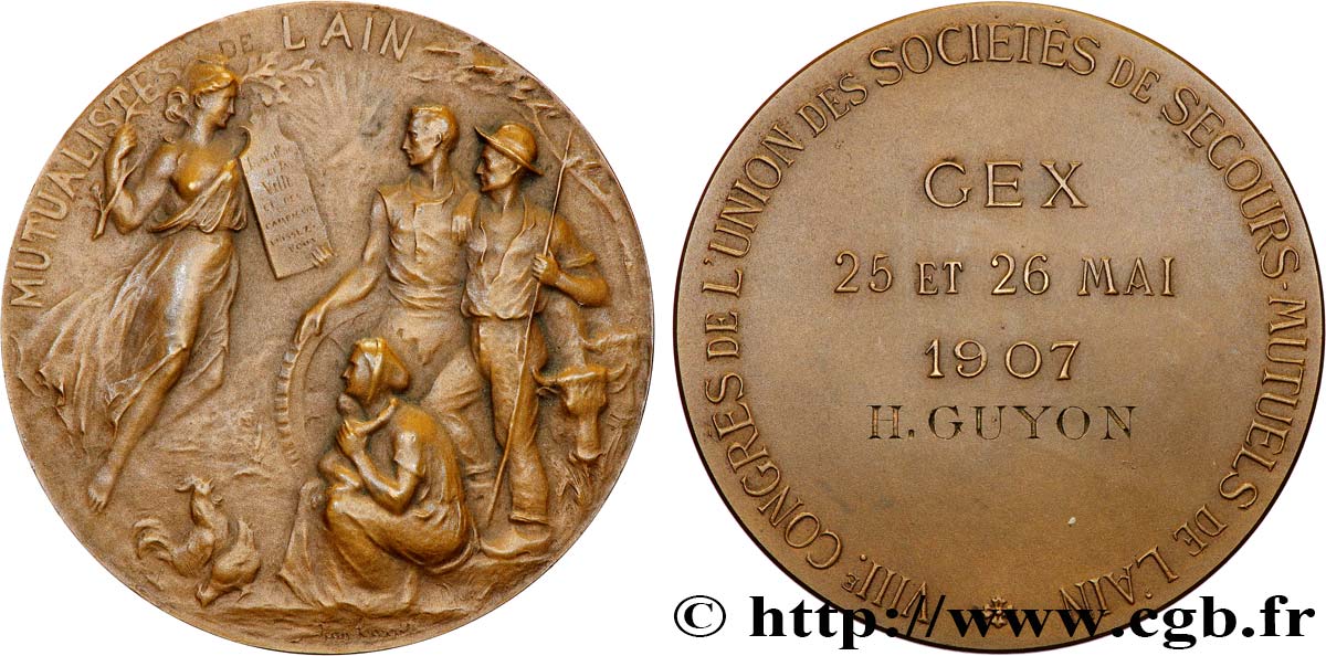ASSURANCES Médaille, Mutualistes de l’Ain, 8e Congrès de l’Union des sociétés de secours mutuels AU