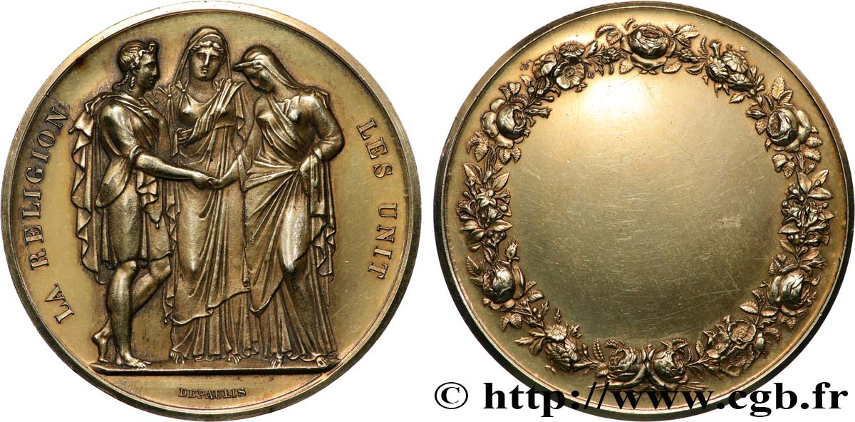 AMOUR ET MARIAGE Médaille de mariage, La Religion les unit TTB+