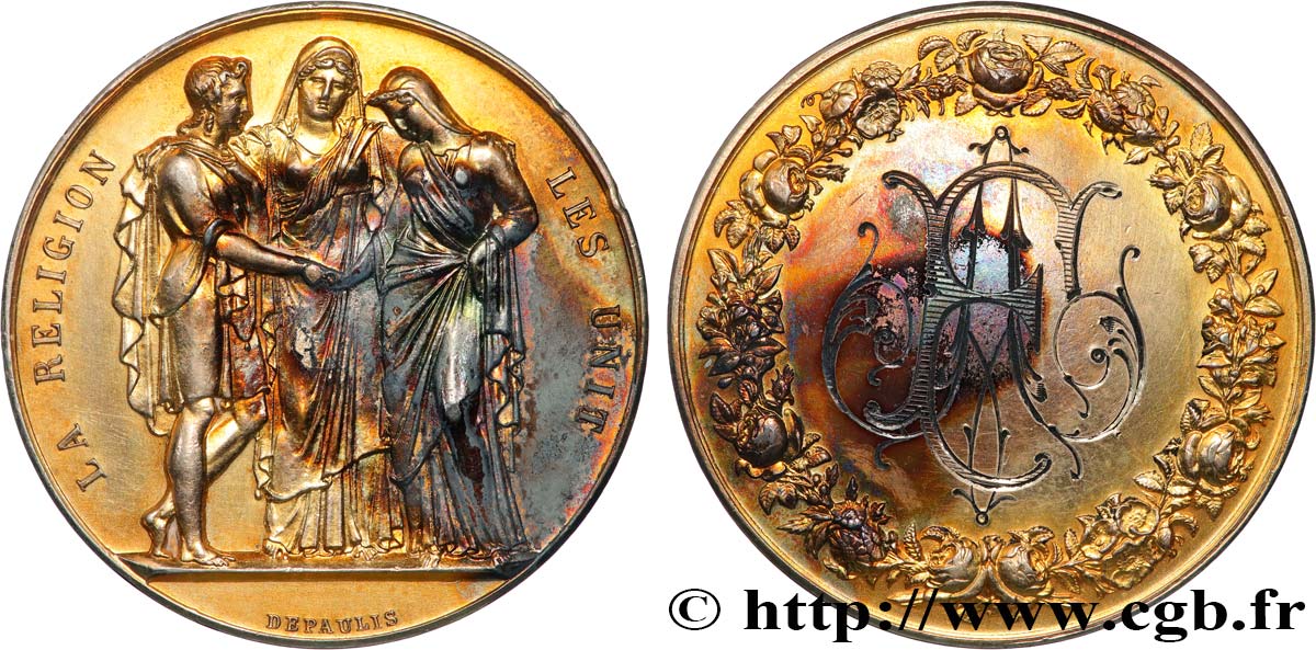 AMOUR ET MARIAGE Médaille de mariage, La Religion les unit AU
