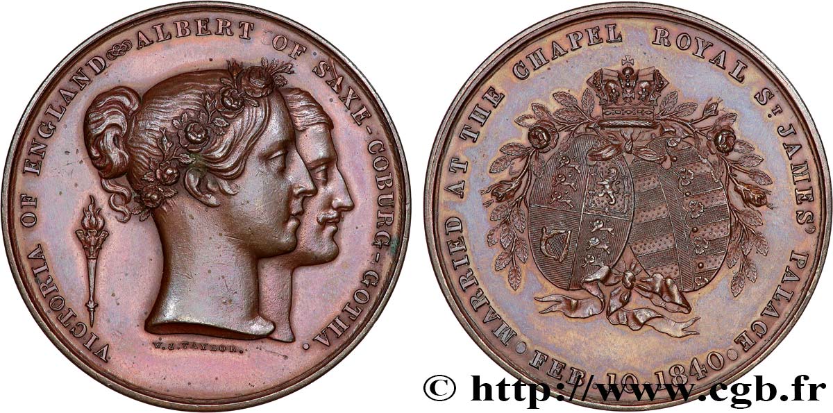GREAT BRITAIN - VICTORIA Médaille, Mariage de la Reine d’Angleterre Victoria et du Prince Albert de Saxe AU/AU