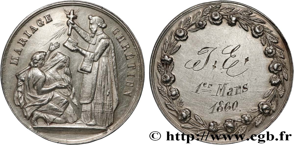 AMOUR ET MARIAGE Médaille, Mariage chrétien TTB+