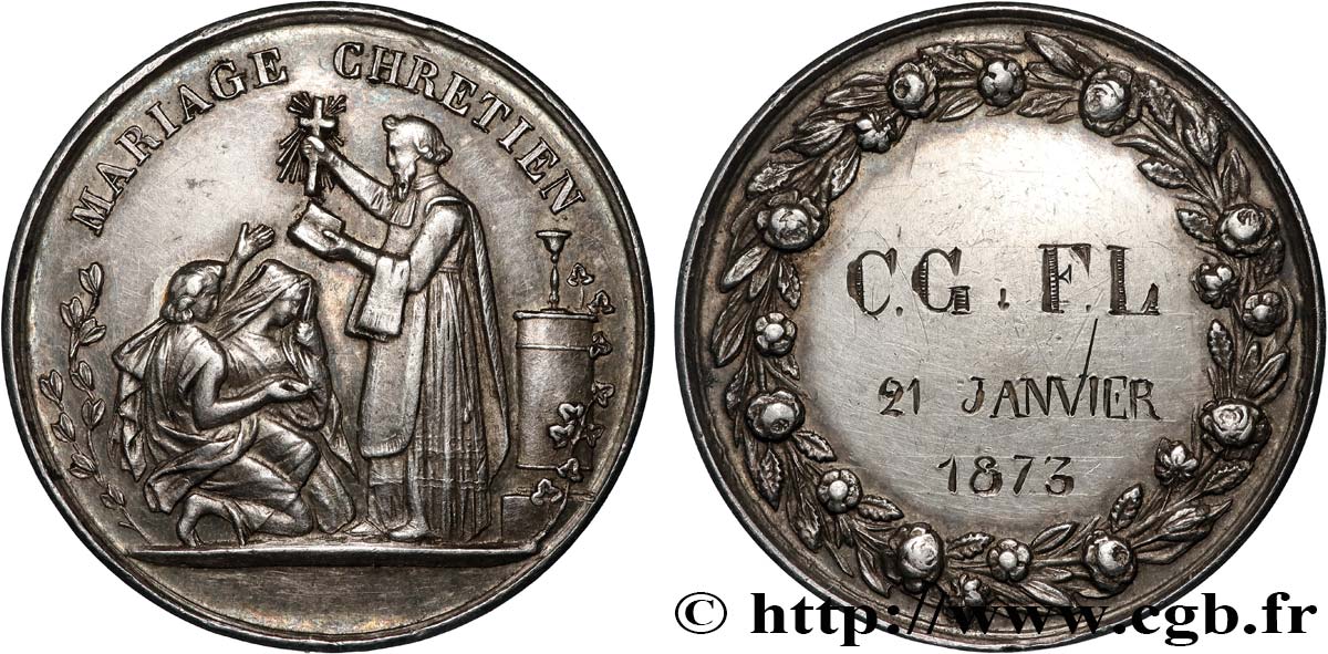 AMOUR ET MARIAGE Médaille, Mariage chrétien TTB