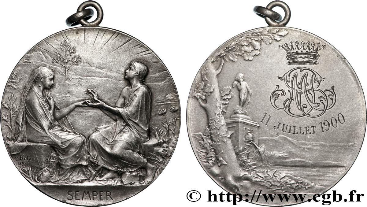 AMOUR ET MARIAGE Médaille, Semper, transformée en pendentif fVZ