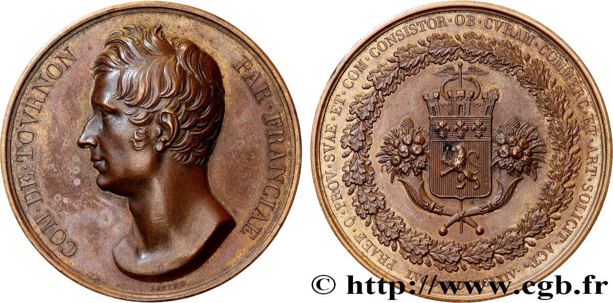 CARLOS X Médaille, Comte de Tournon, Pair de France EBC
